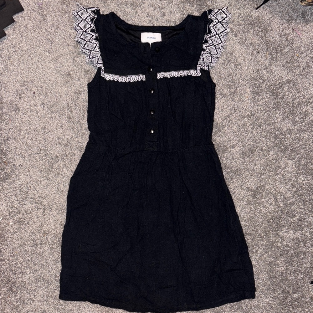 Old Navy Girls Black Dress with Lace Accents